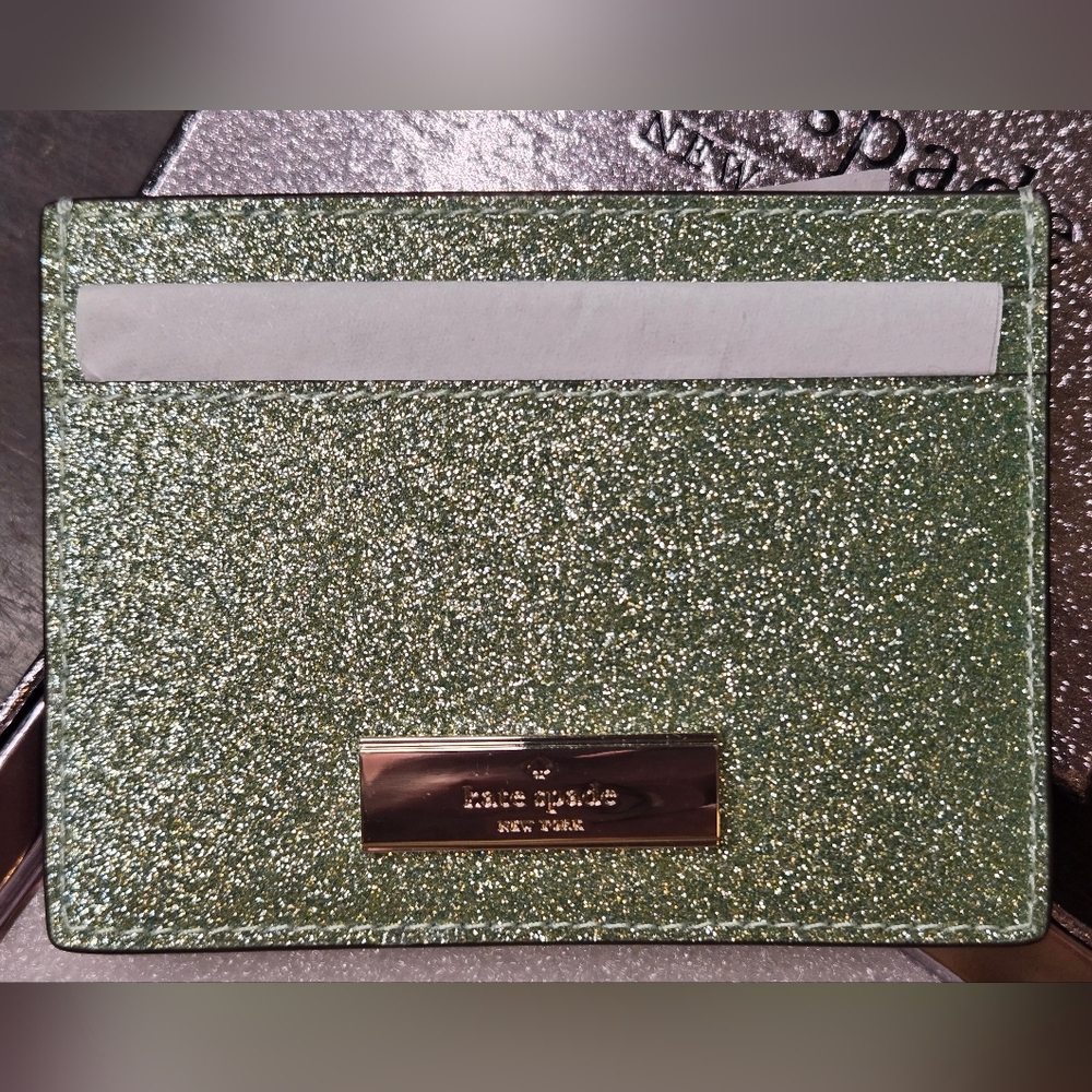 Kate Spade Kenzie Seawater Glitter Card Holder NWT - Picture 2 of 5